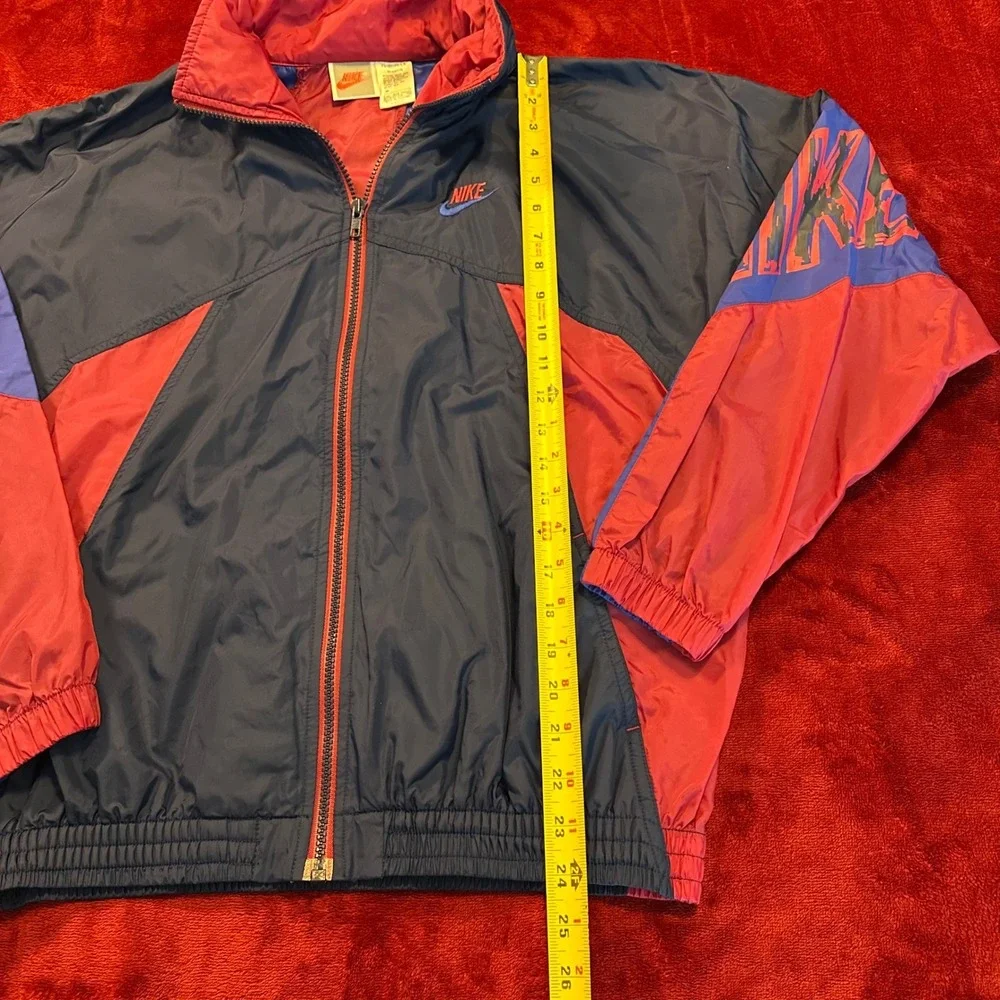 Vintage Nike Windbreaker‎ Jacket Kids XL 18/20 Navy Red Purple Colorblock Zip Up